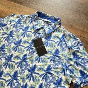 NWT 7 Diamonds 4-Way‎ Stretch Polo Somers Palmas AOP Beachy Print Size Men's L